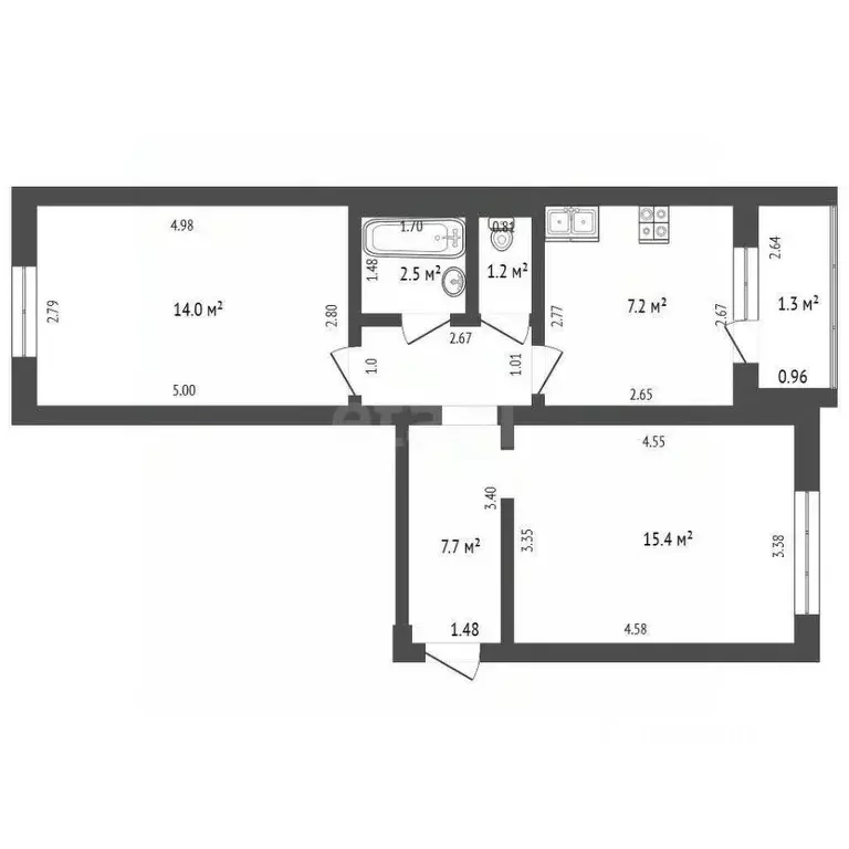 2-к кв. Башкортостан, Стерлитамак ул. Николаева, 6 (49.5 м) - Фото 2
