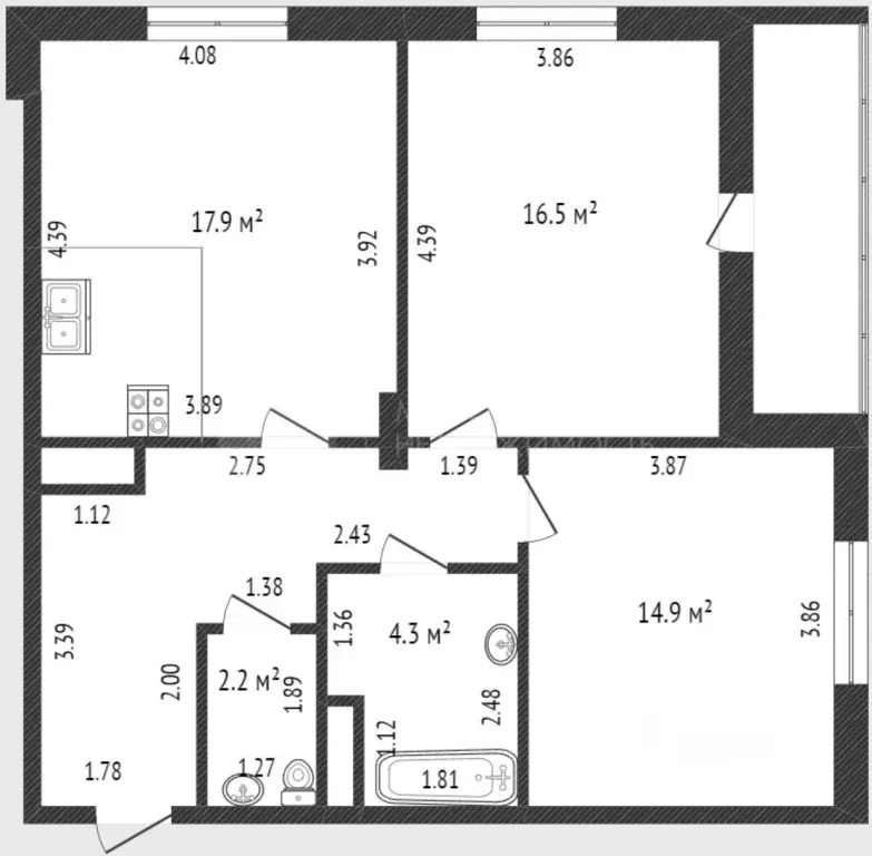 2-к кв. Тюменская область, Тюмень ул. Николая Зелинского, 18 (69.0 м) - Фото 1