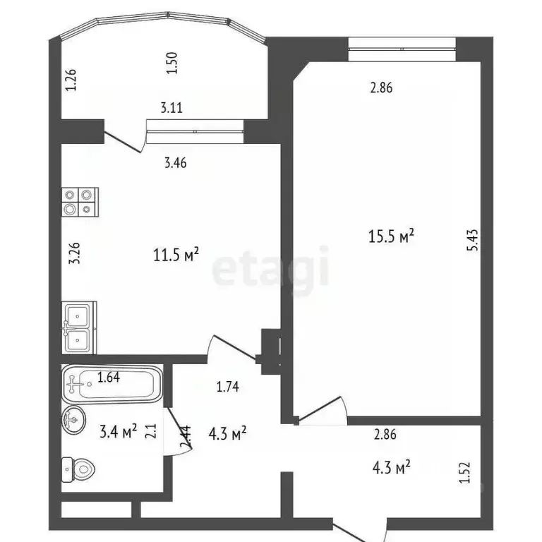 1-к кв. Саха (Якутия), Якутск ул. Бестужева-Марлинского, 3 (38.6 м) - Фото 1