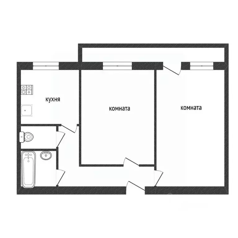 2-к кв. Ленинградская область, Кириши ул. Строителей, 10 (45.2 м) - Фото 1