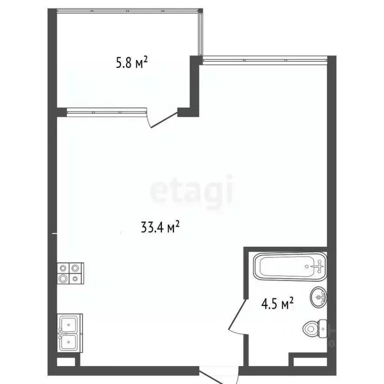 Студия Крым, Судак ул. Набережная, 75к3 (43.7 м) - Фото 2