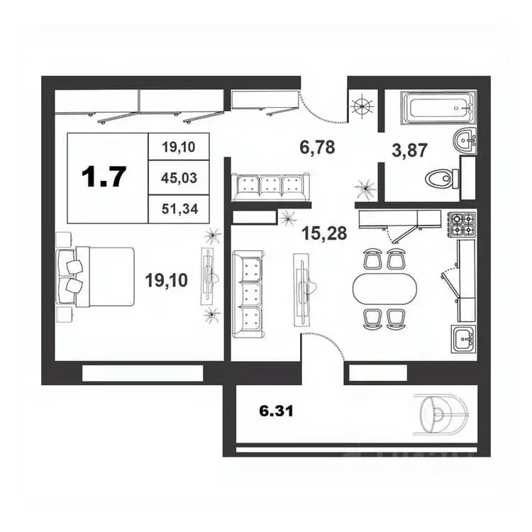 1-к кв. Новгородская область, Великий Новгород ул. Якова Павлова, 15 ... - Фото 1
