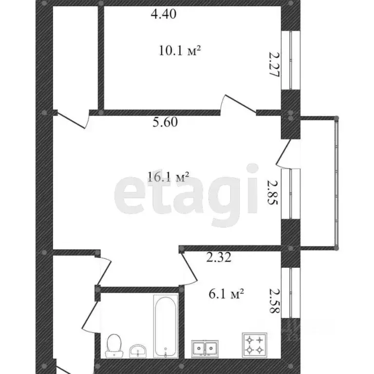 2-к кв. Белгородская область, Белгород просп. Богдана Хмельницкого, 71 ... - Фото 1