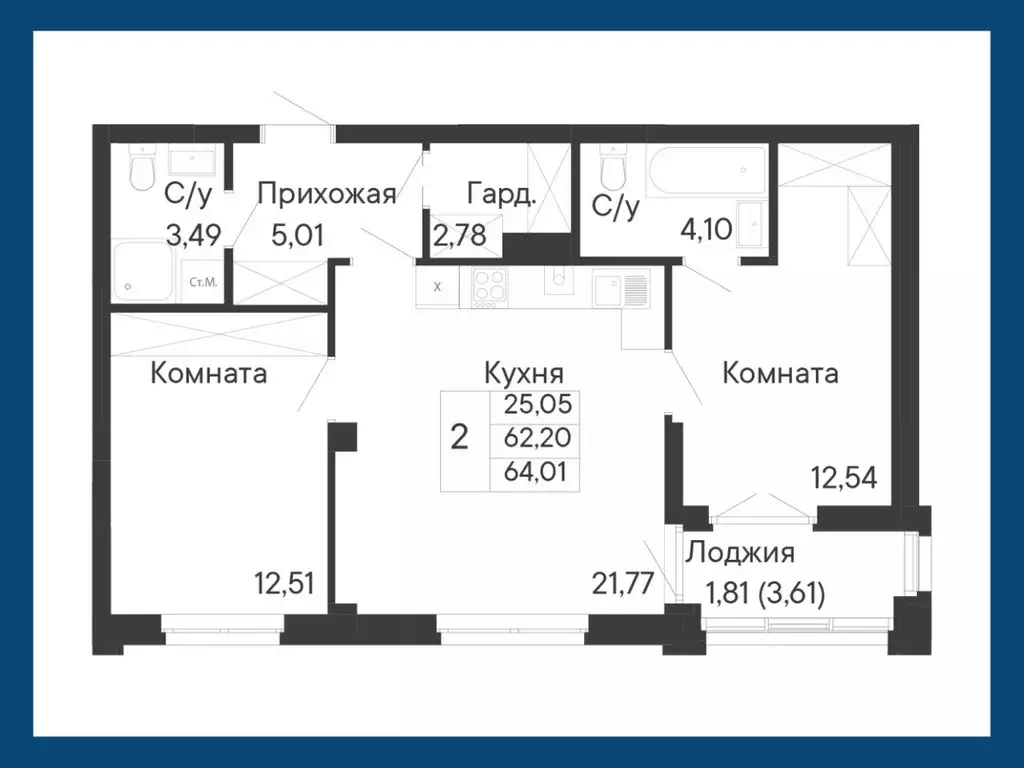 2-к кв. Ростовская область, Ростов-на-Дону Ривьера жилой квартал,  ... - Фото 1
