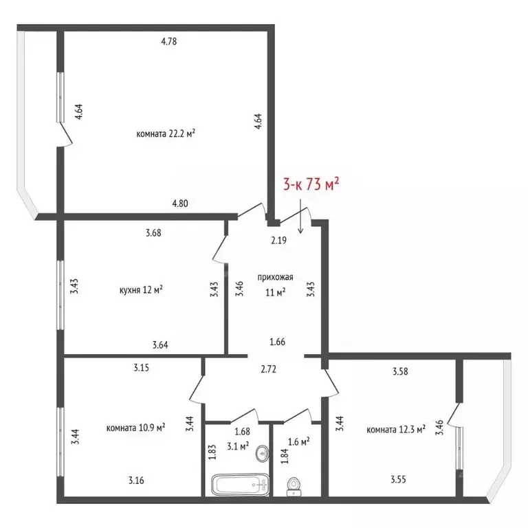 3-к кв. Свердловская область, Екатеринбург Вторчермет жилрайон, ул. ... - Фото 2