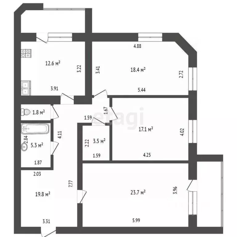 3-к кв. Тюменская область, Тюмень ул. Радищева, 27к1 (102.2 м) - Фото 2