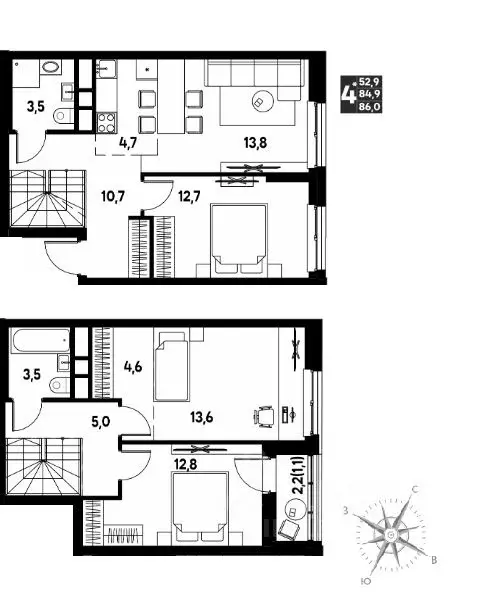 Студия Пермский край, д. Кондратово просп. Дягилева, 3 (86.0 м) - Фото 1