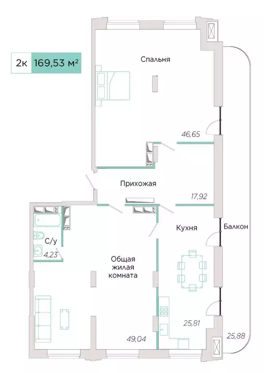 2-к кв. Самарская область, Тольятти Спортивная ул., 21 (169.53 м) - Фото 0