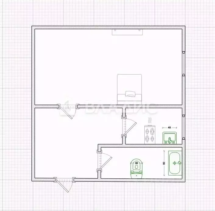 1-к кв. Пензенская область, Пенза ул. Красная Горка, 37А (31.0 м) - Фото 2