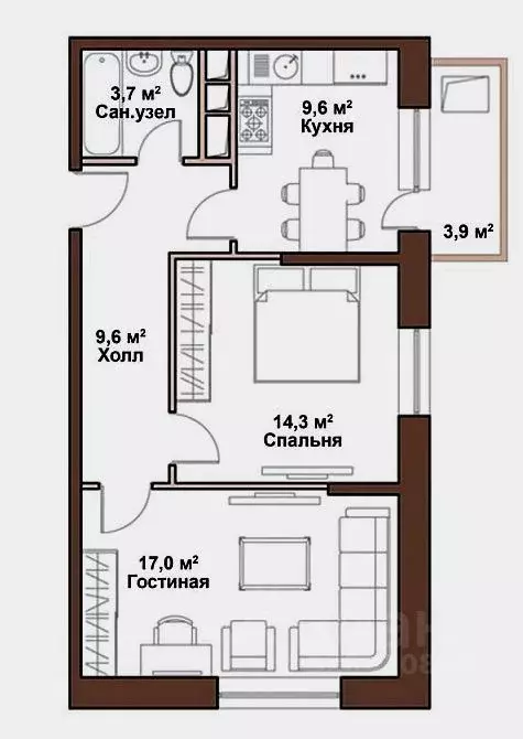 2-к кв. Московская область, Солнечногорск Ленинградская ул., 20 (55.0 ... - Фото 2
