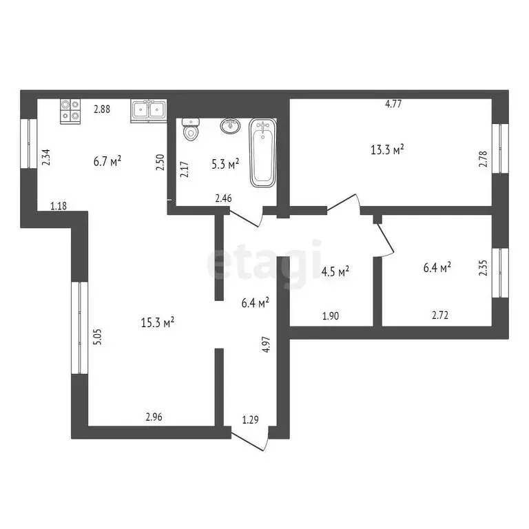 3-комнатная квартира: Муром, улица Щербакова, 10 (57.9 м) - Фото 0