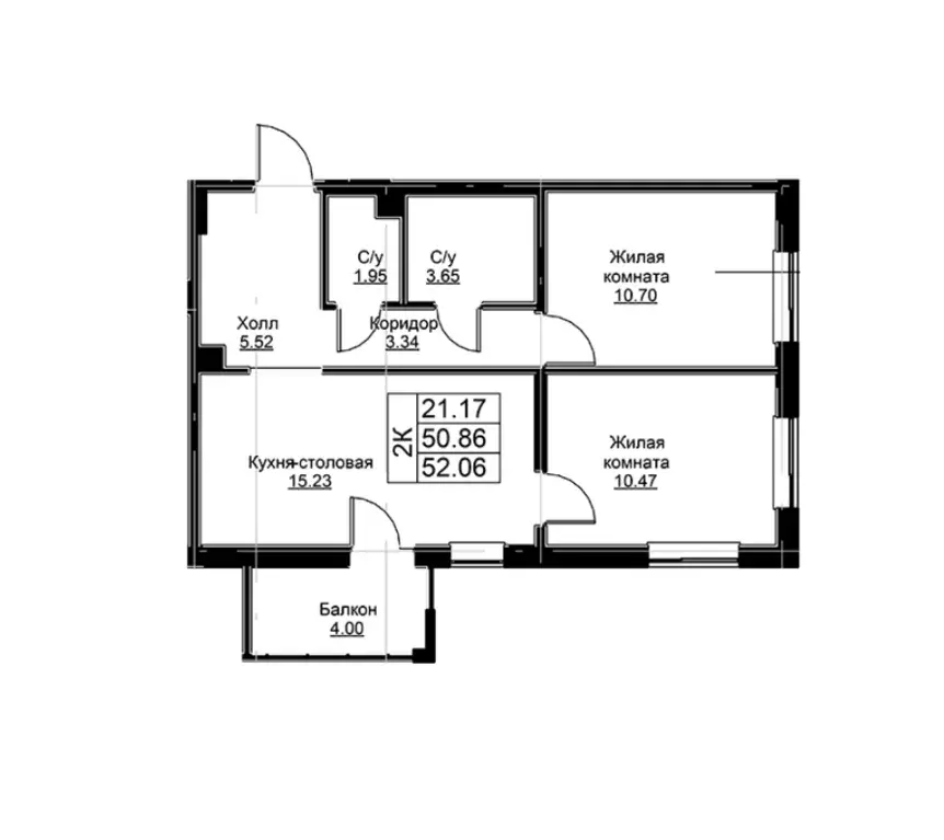 Продаётся 2-к квартира, 52.06 м - Фото 1