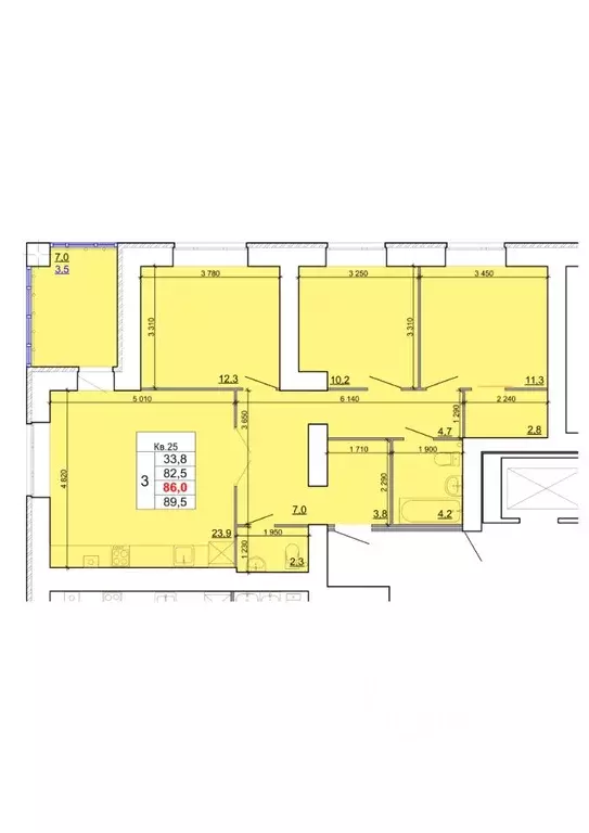 3-к кв. Костромская область, Кострома Кинешемское ш., 88 (86.0 м) - Фото 0