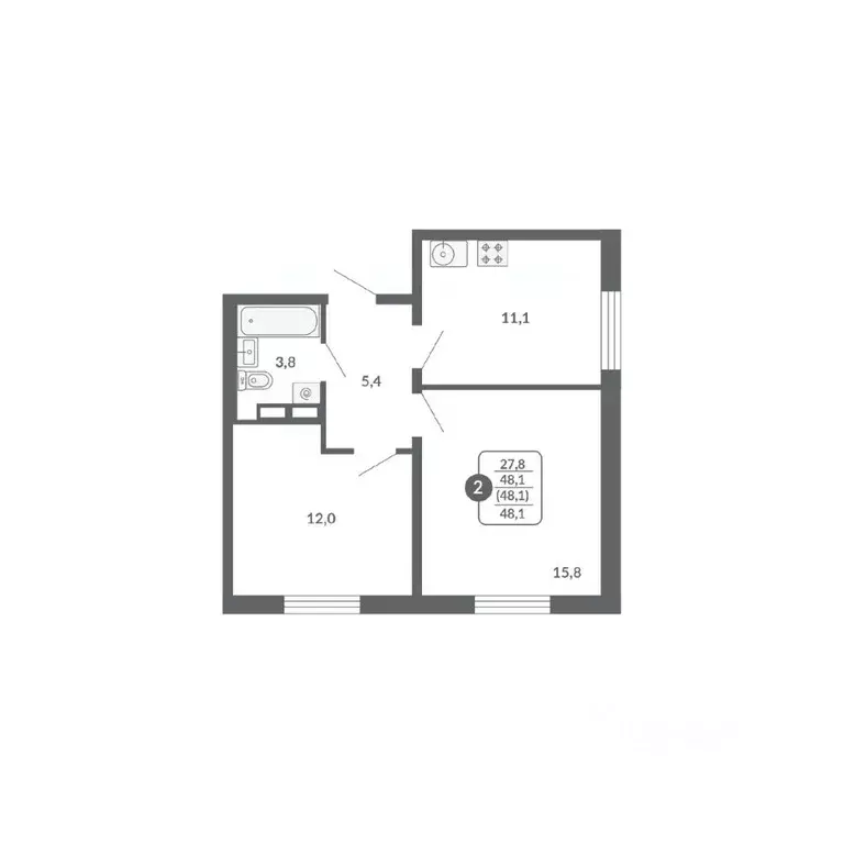 2-к кв. Кировская область, Киров ул. Потребкооперации, 34 (48.1 м) - Фото 0