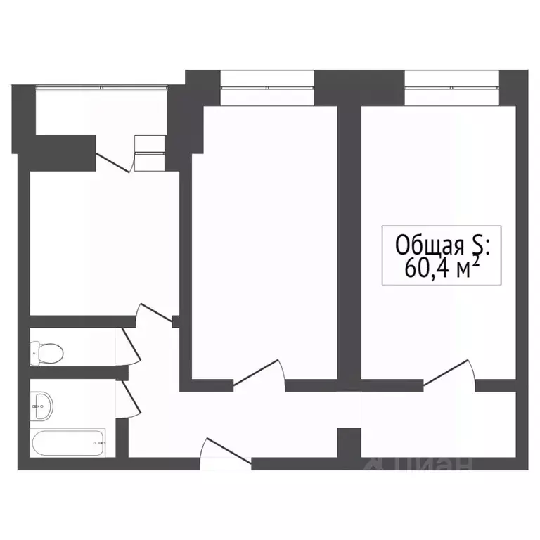 2-к кв. Брянская область, Брянск ул. Есенина, 22 (60.0 м) - Фото 2