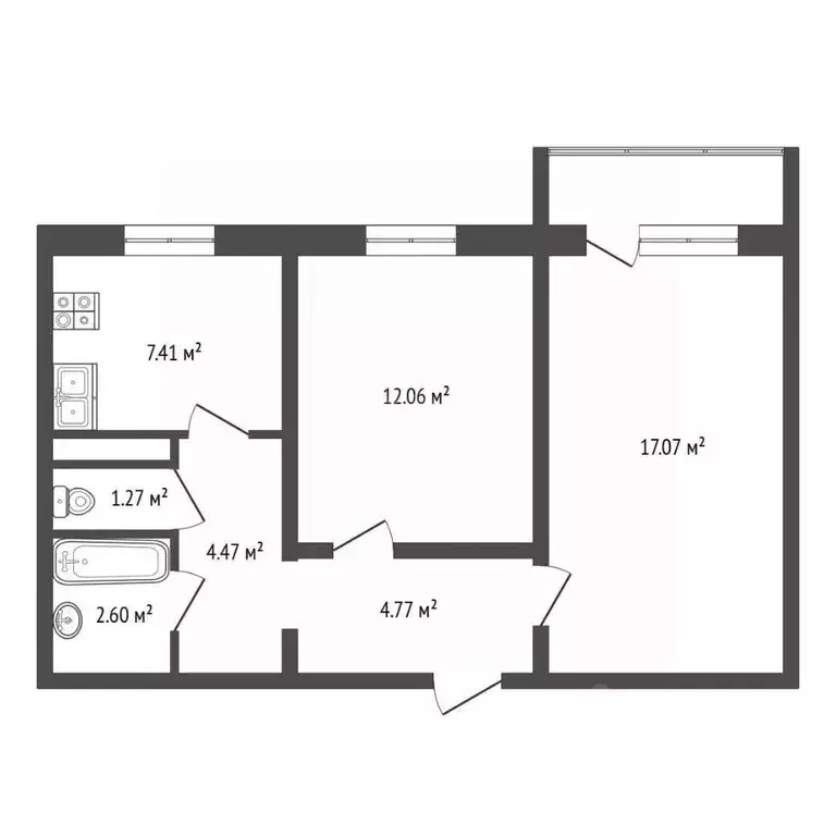 2-к кв. Башкортостан, Стерлитамак Волочаевская ул., 22Г (52.2 м) - Фото 2