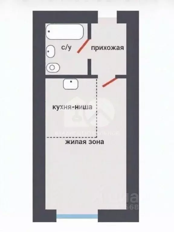 Студия Новосибирская область, Новосибирск ул. Надежды, 8 (25.0 м) - Фото 2