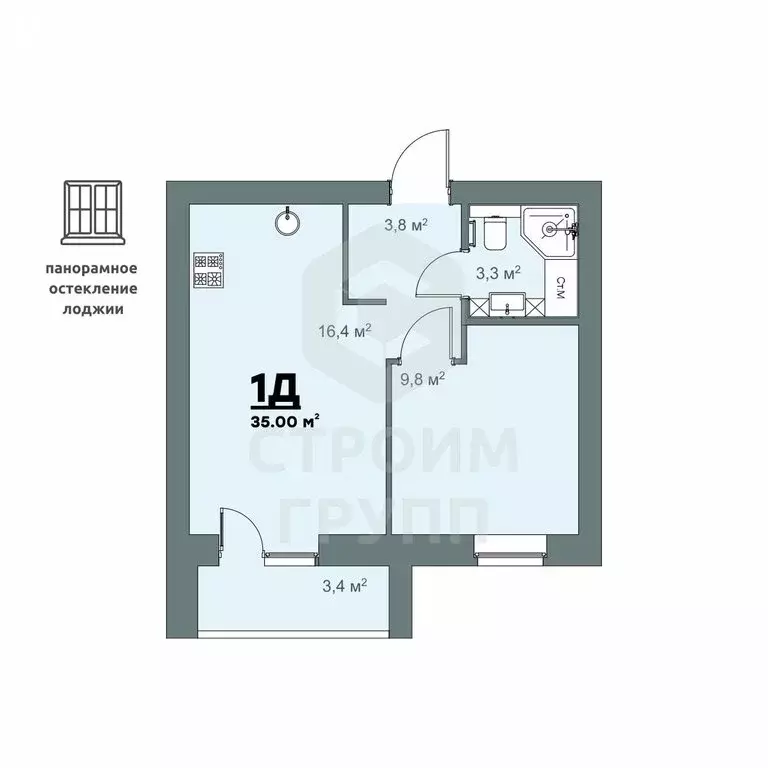 1-комнатная квартира: Ковров, микрорайон Молодёжный (35 м) - Фото 0