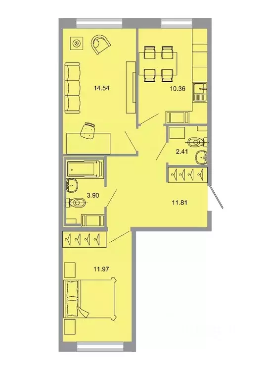 2-к кв. Ленинградская область, Всеволожский район, пос. Бугры ул. ... - Фото 1