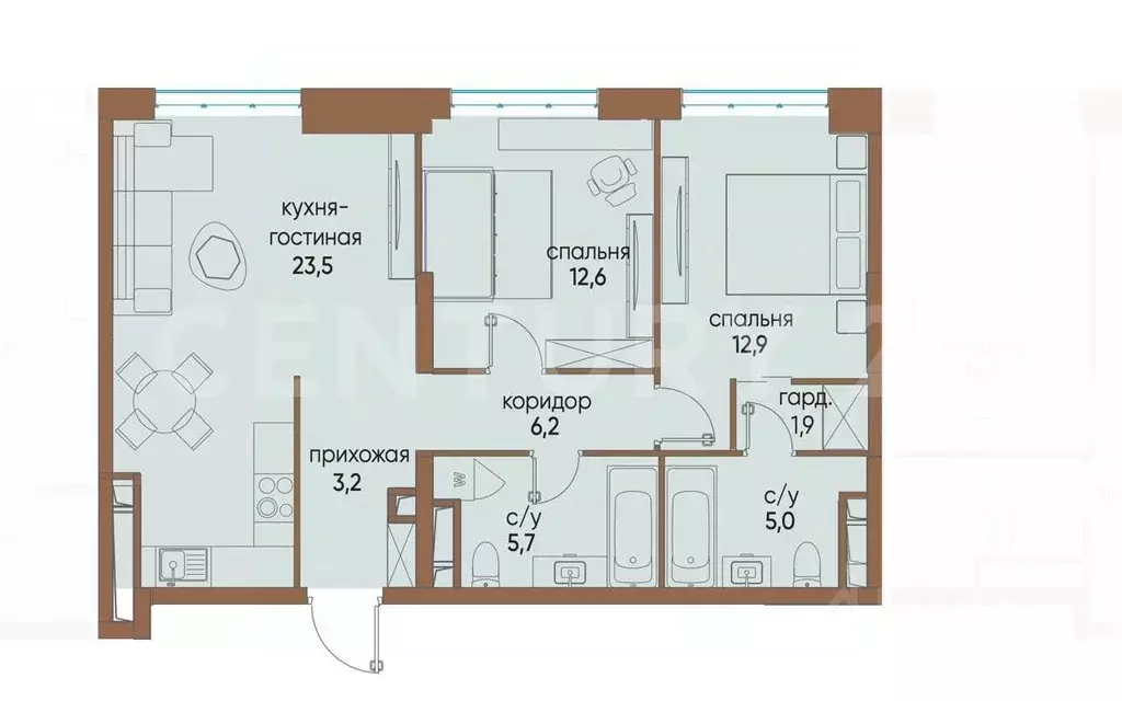 2-к кв. Москва ул. Нижние Мневники, 16к3 (71.2 м) - Фото 2