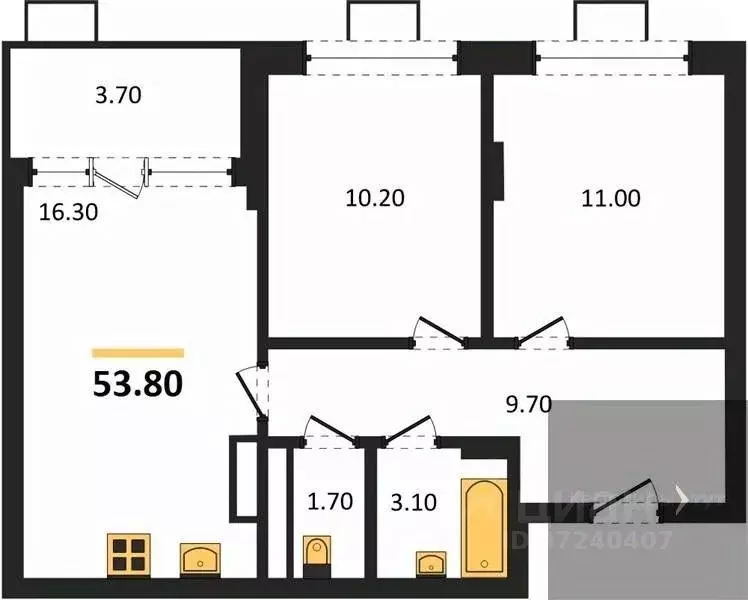2-к кв. Воронежская область, Воронеж бул. Содружества, 5 (53.8 м) - Фото 1