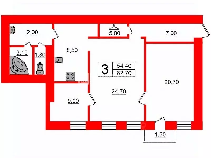 3-к кв. Санкт-Петербург пер. Джамбула, 5 (82.7 м) - Фото 1