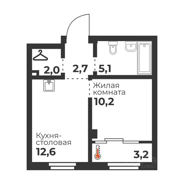 1-к кв. Челябинская область, Челябинск пос. Бабушкина,  (32.7 м) - Фото 0