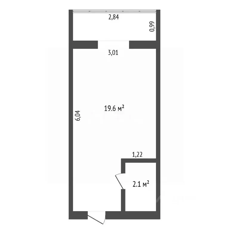 Студия Амурская область, Благовещенск Заводская ул., 31 (21.7 м) - Фото 2