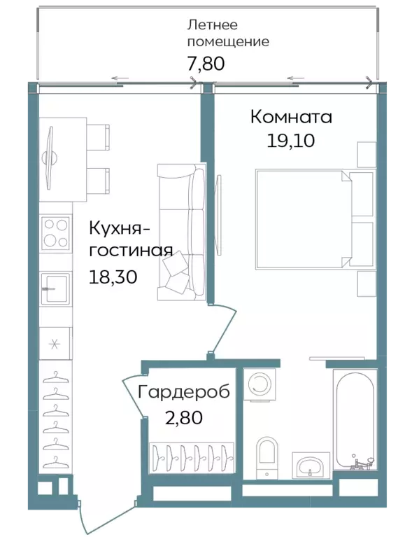 1-к квартира, 48 м - Фото 0