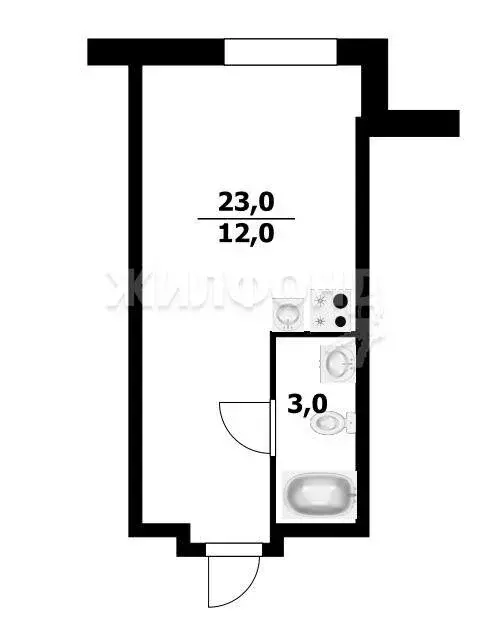 1-комнатная квартира: Новосибирск, Ипподромская улица, 15 (22.9 м) - Фото 0