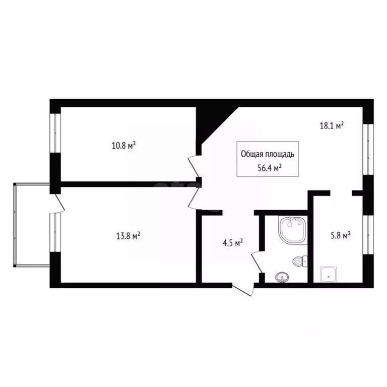 3-к кв. Новосибирская область, Искитим Центральный мкр, 29 (56.4 м) - Фото 2