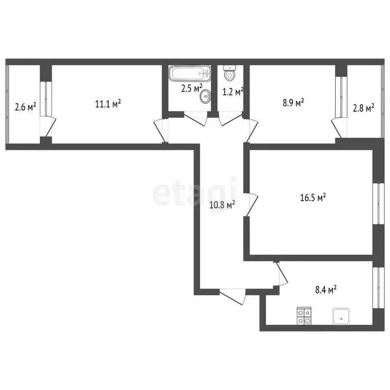 3-комнатная квартира: Стерлитамак, Коммунистическая улица, 75 (61.4 м) - Фото 0