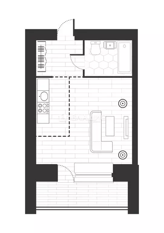 Квартира-студия: Благовещенск, улица Островского, 115/1 (29.2 м) - Фото 1