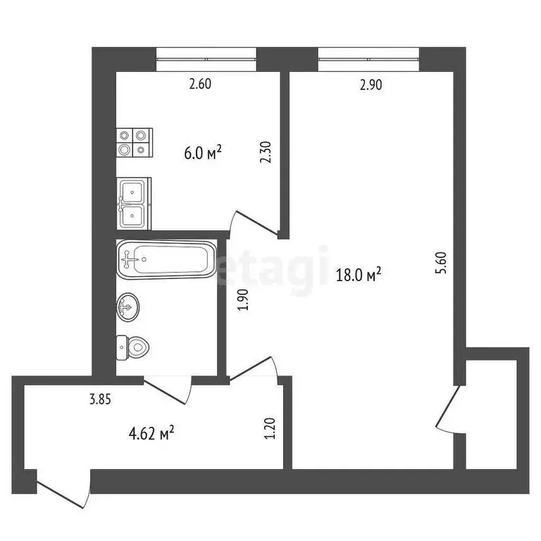 1-комнатная квартира: Череповец, Спортивная улица, 20 (32.6 м) - Фото 0