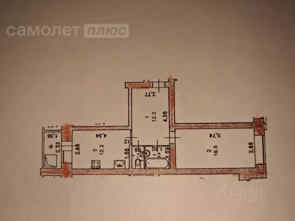 1-к кв. Марий Эл, Йошкар-Ола ул. Петрова, 27 (47.0 м) - Фото 1