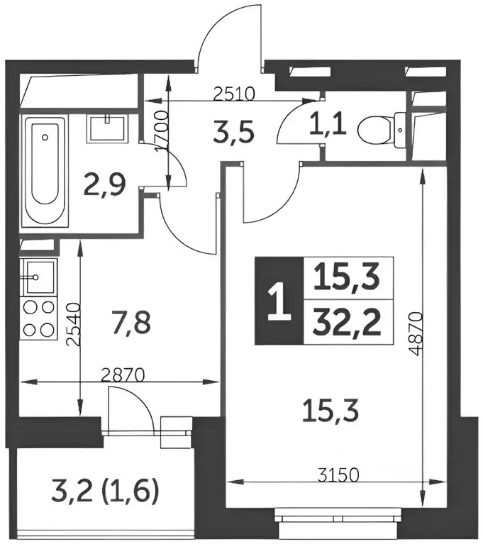 1-к кв. Москва ул. Красная Сосна, 3 (34.0 м) - Фото 1