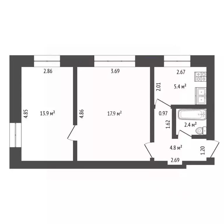 2-к кв. Владимирская область, Ковров Урожайная ул., 83 (44.4 м) - Фото 2