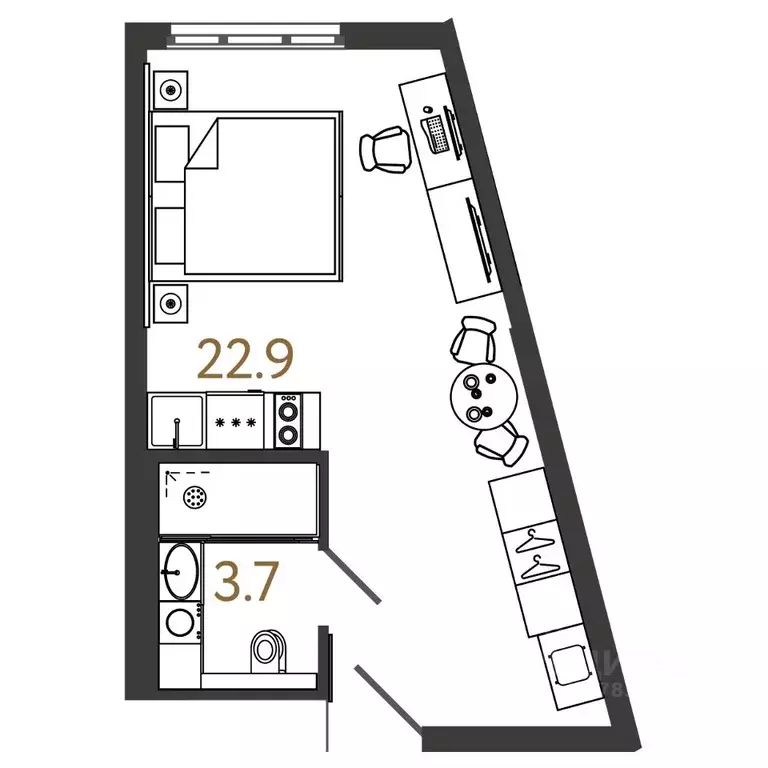 Студия Санкт-Петербург Ташкентская ул., 6к2 (26.6 м) - Фото 0