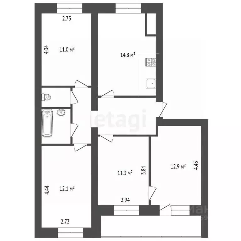 4-к кв. Ярославская область, Ярославль ул. Суркова, 6 (78.1 м) - Фото 2