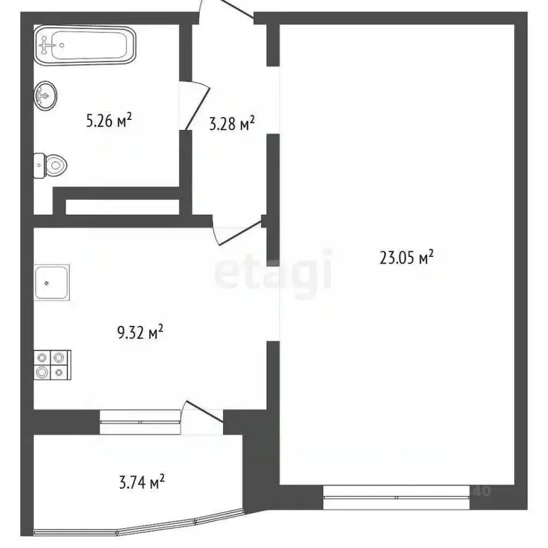 1-к кв. Тюменская область, Тюмень ул. Федюнинского, 58 (41.0 м) - Фото 2