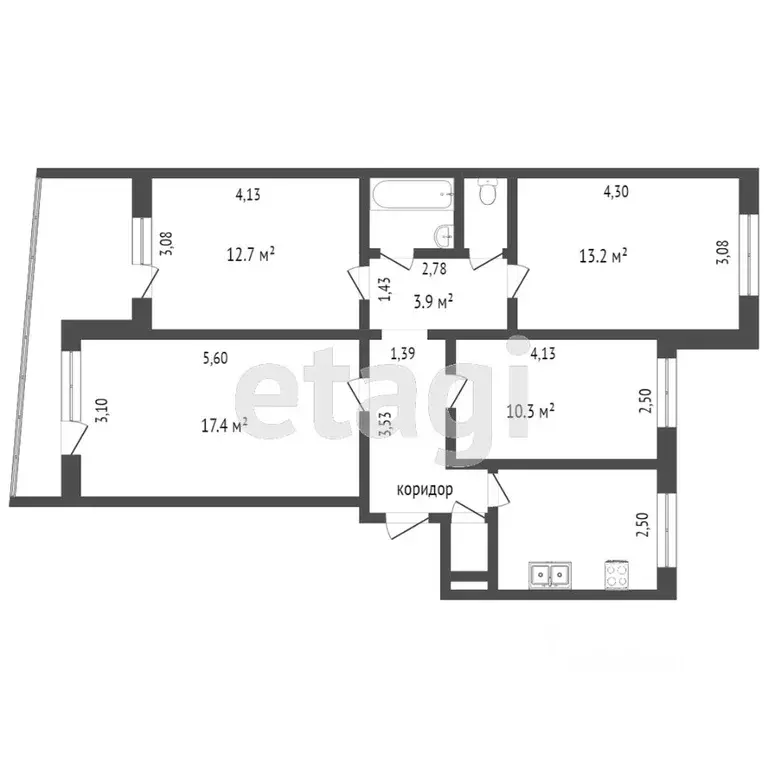 3-к кв. Тюменская область, Тюмень проезд Стахановцев, 6 (81.0 м) - Фото 2