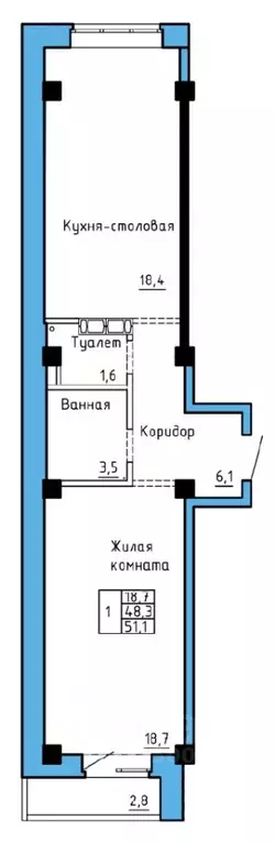 1-к кв. Хакасия, Абакан Колхозная ул., 43 (49.7 м) - Фото 0