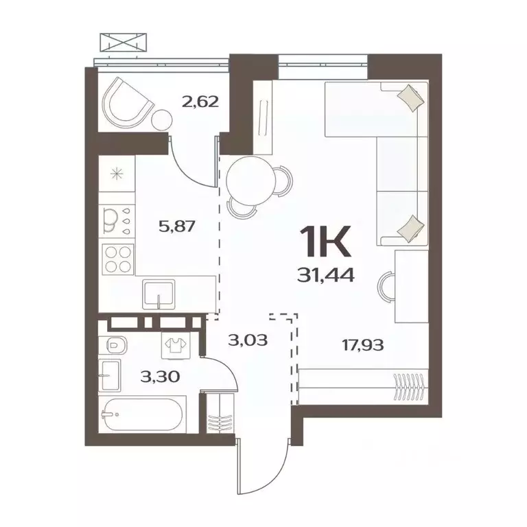 1-к кв. Приморский край, Владивосток ул. Слуцкого (30.4 м) - Фото 1