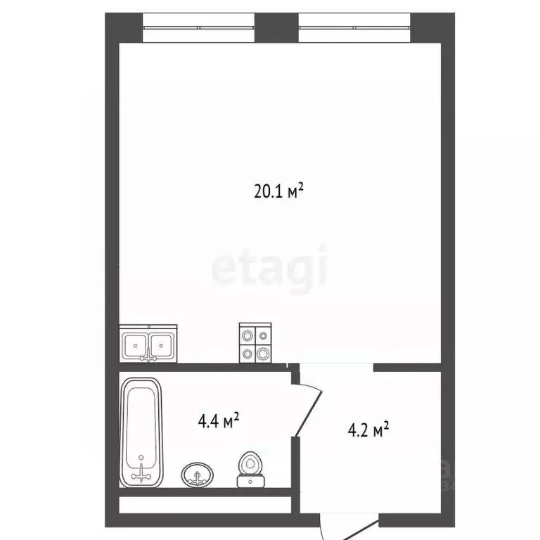 Студия Тюменская область, Тюмень проезд Тихий, 6 (29.5 м) - Фото 2