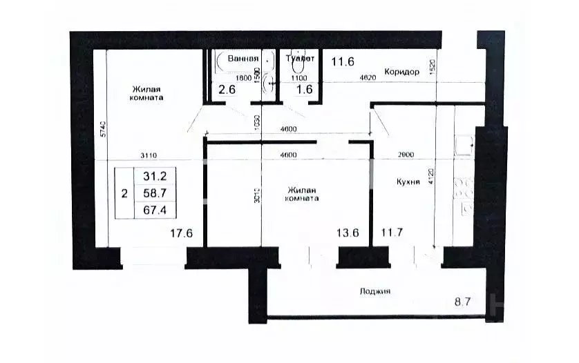 2-к кв. Костромская область, Кострома Кинешемское ш., 64 (68.0 м) - Фото 1