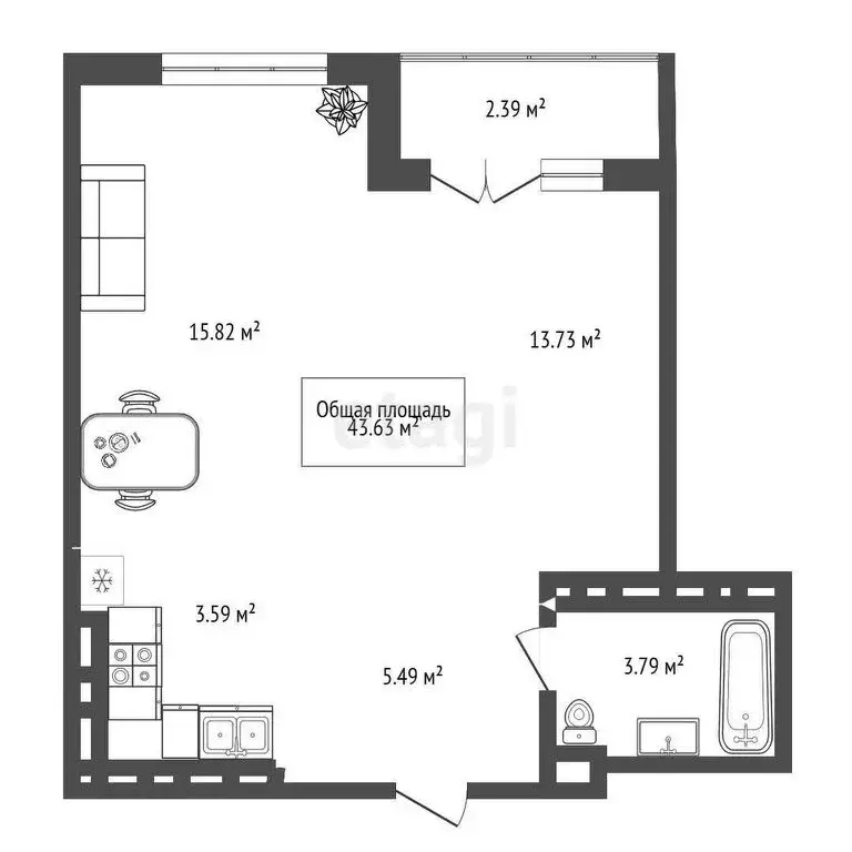 2-комнатная квартира: Новосибирск, улица Семьи Шамшиных, 91 (44 м) - Фото 0