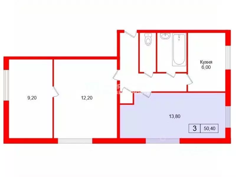 Комната Санкт-Петербург ул. Панфилова, 22 (12.1 м) - Фото 2