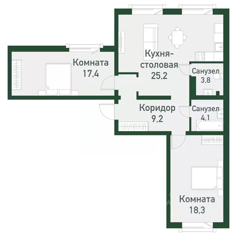 2-к кв. Челябинская область, Челябинский городской округ, пос. ... - Фото 0
