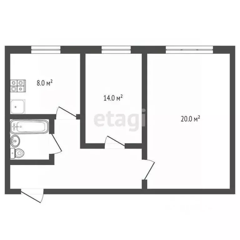 2-к кв. Башкортостан, Стерлитамак ул. Тукаева, 2Б (45.8 м) - Фото 1