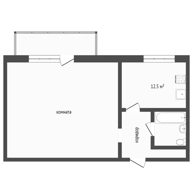 1-комнатная квартира: Заводоуковск, улица Декабристов, 26 (34 м) - Фото 0
